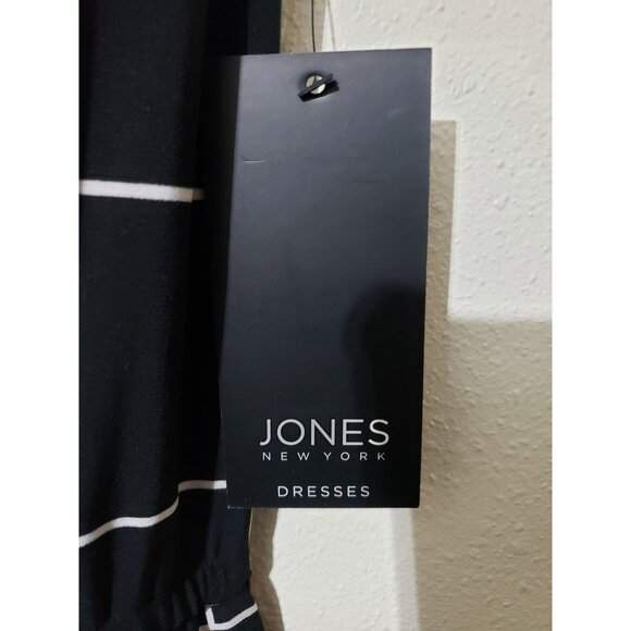 Jones New York, black and white, geometric print, dress with pockets, size 16 - Picture 4 of 8